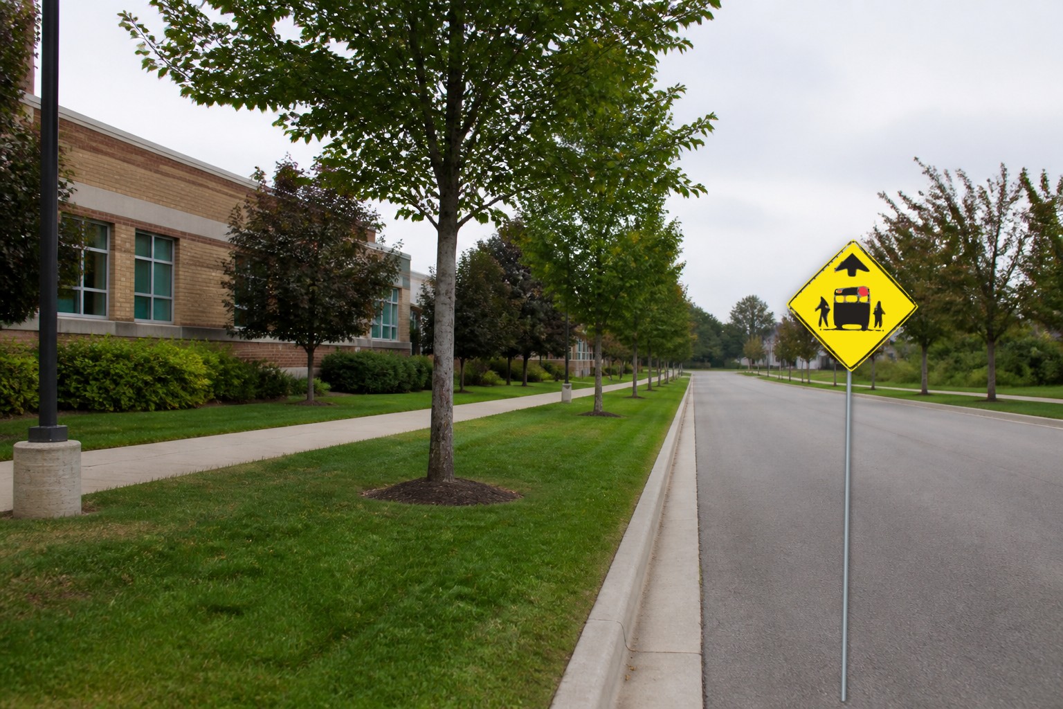 Ontario road sign: Hidden school-bus stop ahead