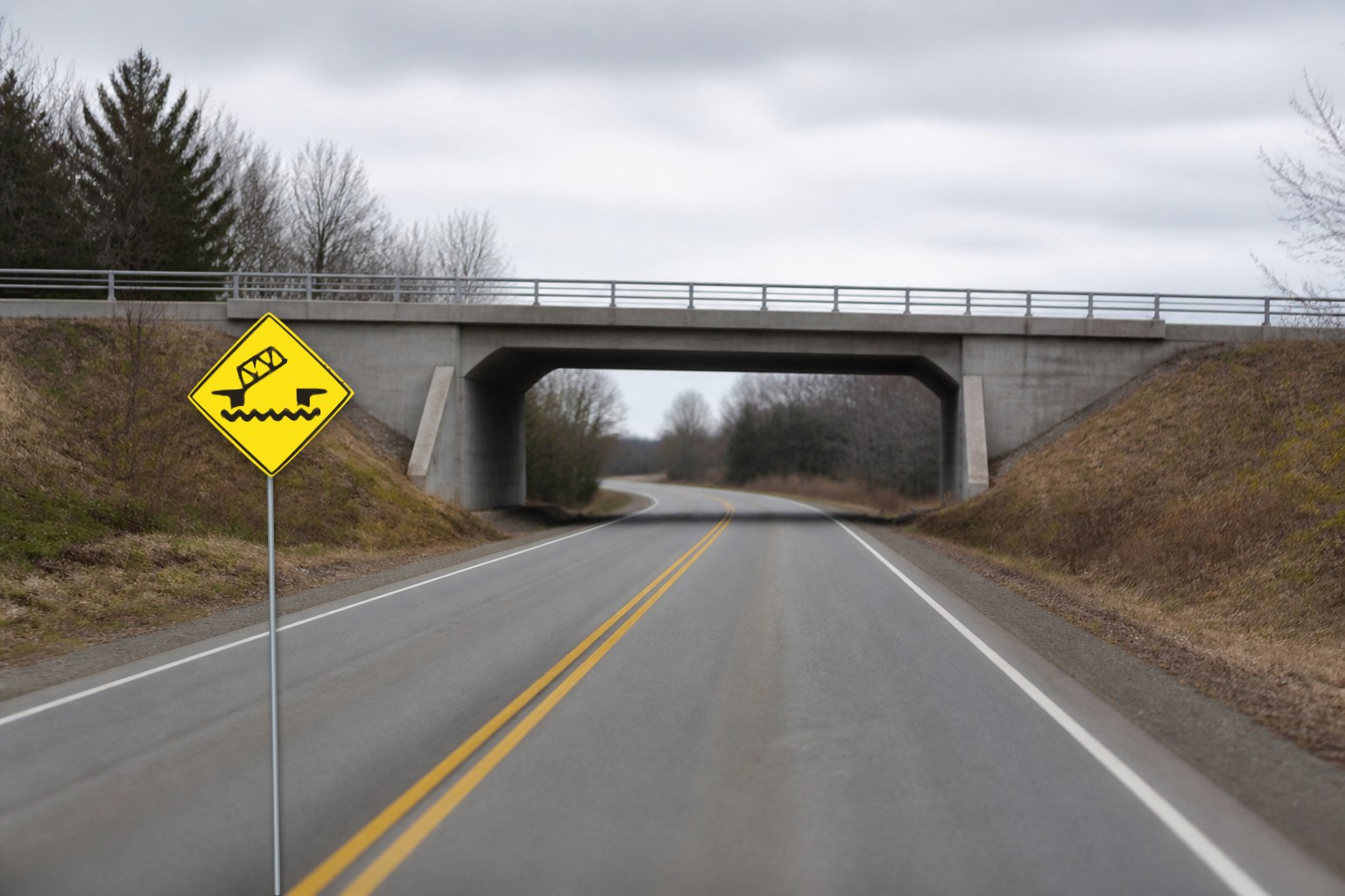 Ontario road sign: Lift or swing bridge ahead