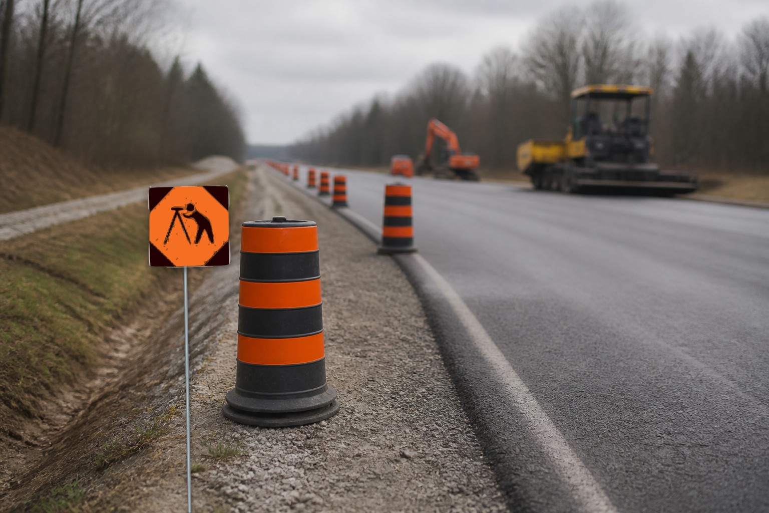 Ontario road sign: Survey crew working ahead