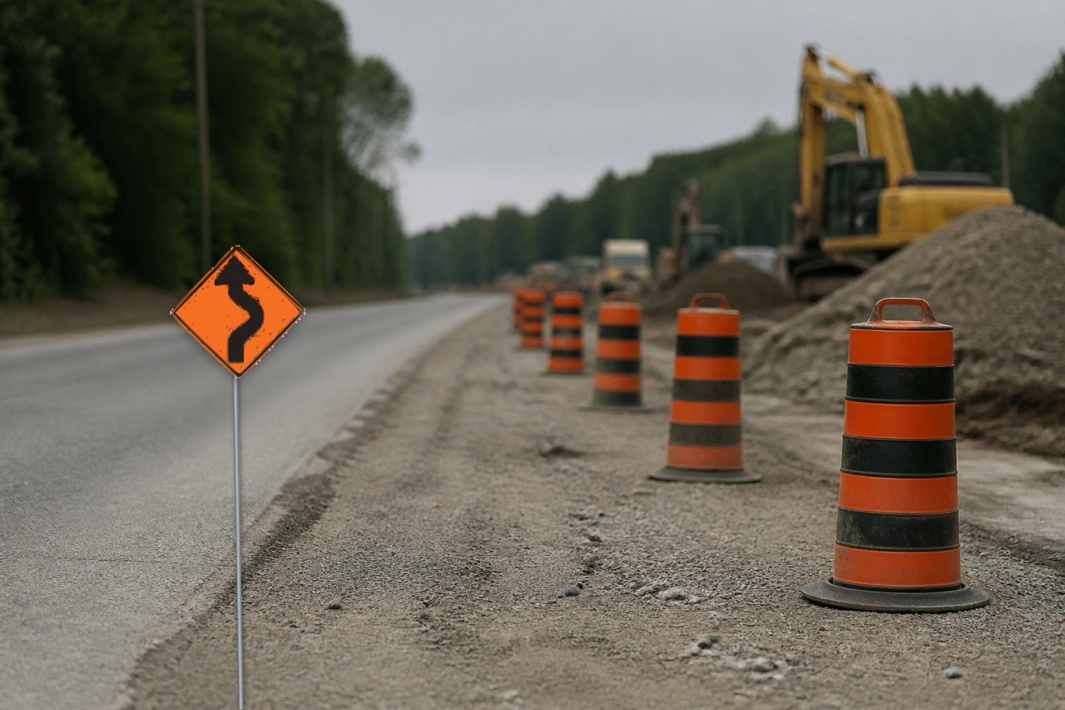 Ontario road sign: Temporary detour from the normal traffic route